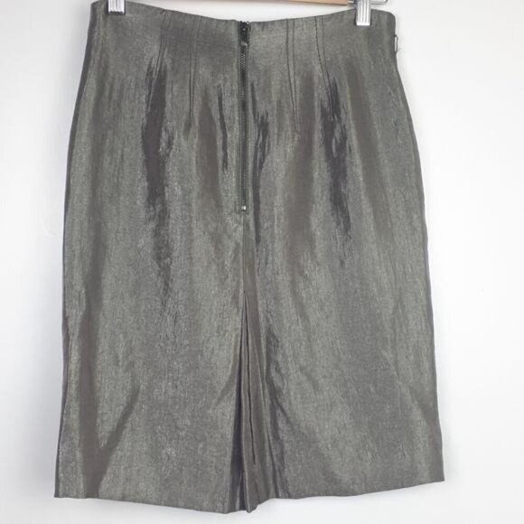 ANN TAYLOR - Silver Tone "Raw Silk Look" Skirt 2 - Picture 5 of 9